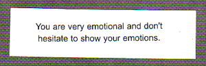 You are very emotional and don't hesitate to show your emotions.