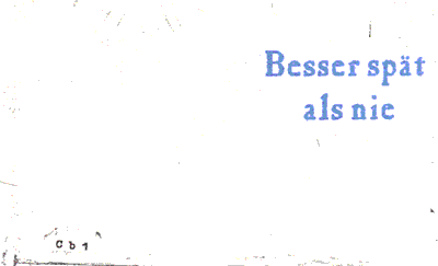Besser spät als nie: Stempel auf Karteikarte