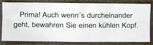 Prima! Auch wenn's durcheinander geht, bewahren Sie einen kühlen Kopf.